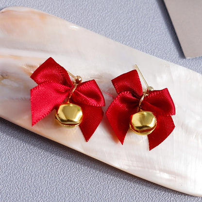 Red Bow Bell Dangle Drop Earrings Women Charms Earring Fashion Creative Jewelry