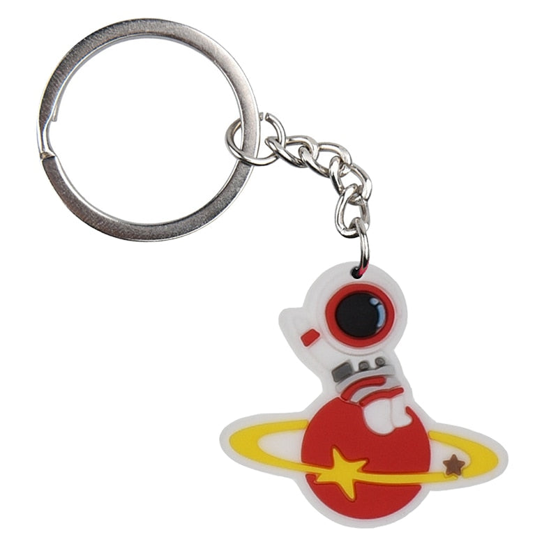 23 Styles Creative Cartoon Spaceship Astronaut Planets Soft PVC Rubber Keychain