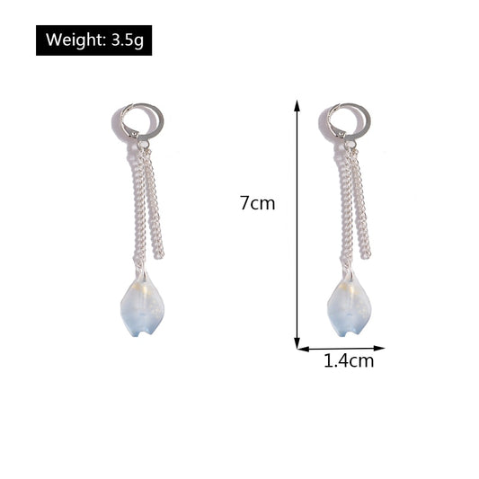 Transparent Flower Bud Pendant Drop Dangle Earrings Trendy Women Fashion