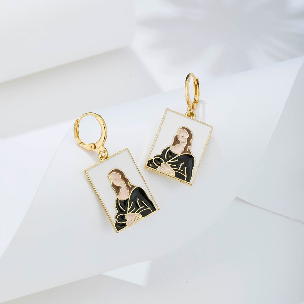 Girl Painting Drop Earrings Jewelry For Women Fashion Accessories Trendy Girl