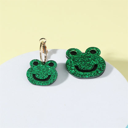 Green Glitter Frog Drop Earrings Female Travel Cartoon Earrings Creative Art