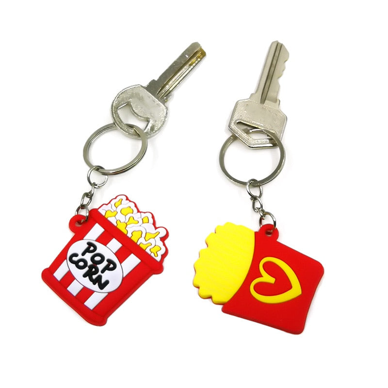 19 Styles Fast Food Junk Food Sweets Treats Keychain Cartoon Key Holder Car