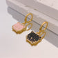 Pink and Black Kitty Drop Earrings Women Creativity Jewelry Cute Earring Girls