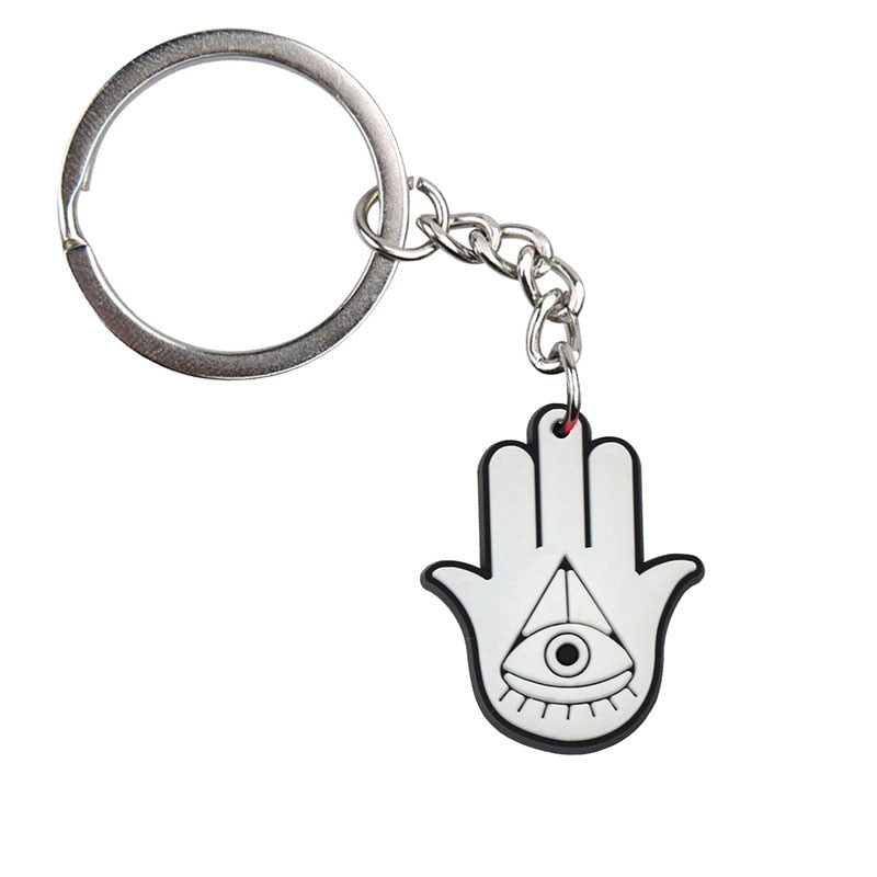 29 Styles Lucky Evil Eye Hand Hamsa Pendant Keychain Cartoon Key Holder Car