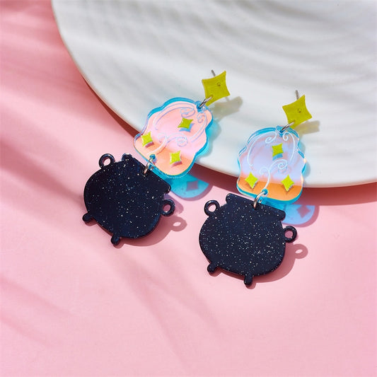 Glitter Pot Drop Earrings Female Travel Cartoon Earrings Creative Art Jewelry