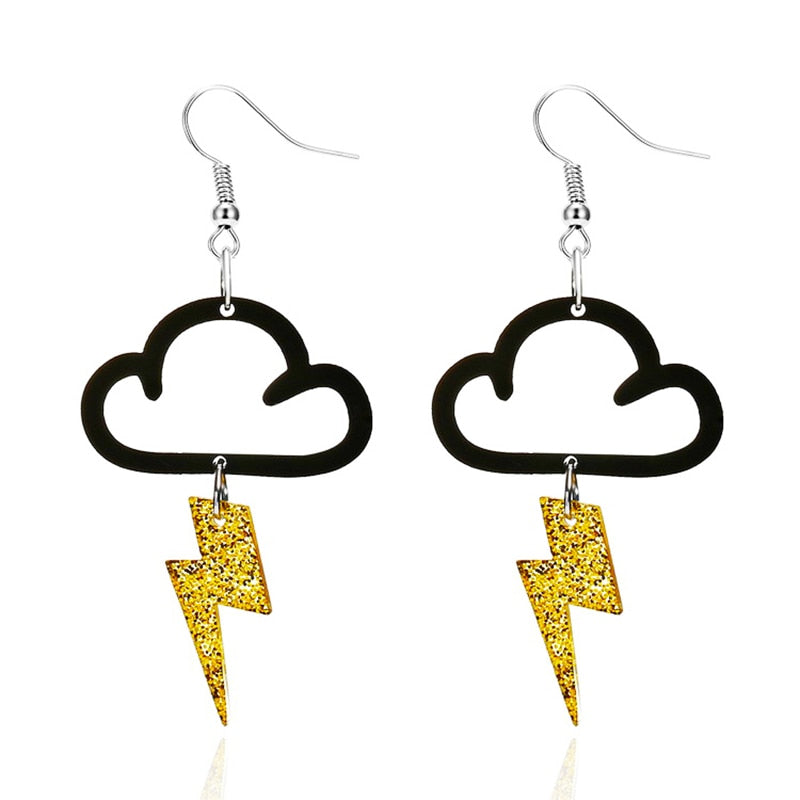 Black Cloud Lightning Drop Earrings Women Art Fashion Cartoon Earrings Creative