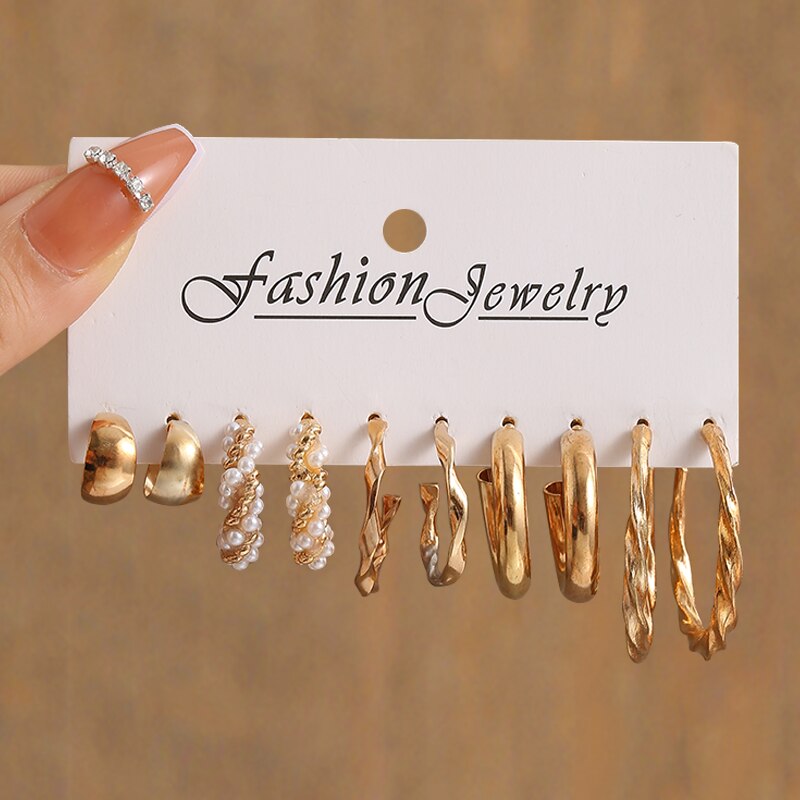 5pairs Twist Hoop Earrings Trendy Jewelry Creative Style Accessories