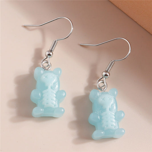 Sky Blue Halloween Bear Drop Earrings Women Creativity Jewelry Cute Earring