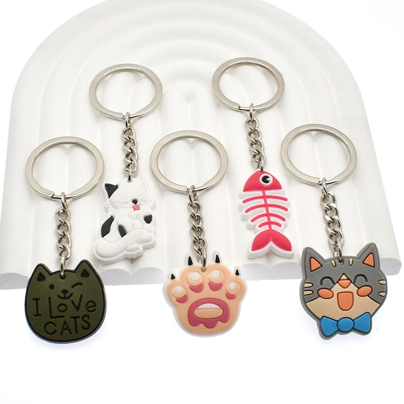 14 Styles Cat Animal Pet Keychain Gift FOr Cat Mom Cat Owner Cartoon Creative