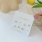 4Pairs White Flower Stud Earrings Women Girls Fashion Stylish Shape Earring Gift