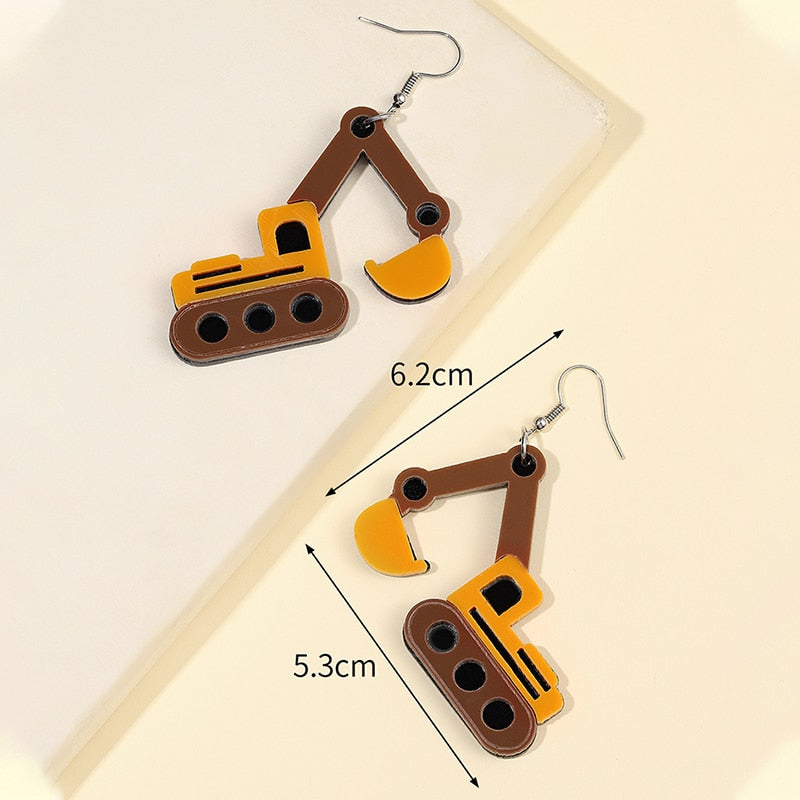 Excavator Drop Earrings Women Travel Fashion Cartoon Earrings Creative Jewelry