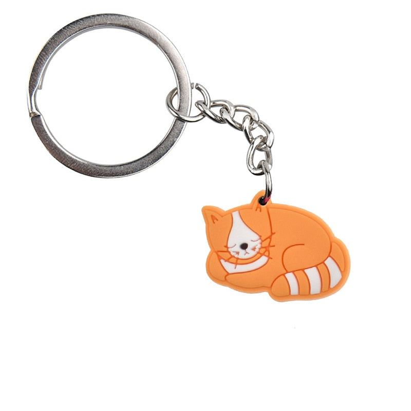 Red Cat Keychain Gift for Cat Owner Cartoon Creative Gift Key Holder Keyring