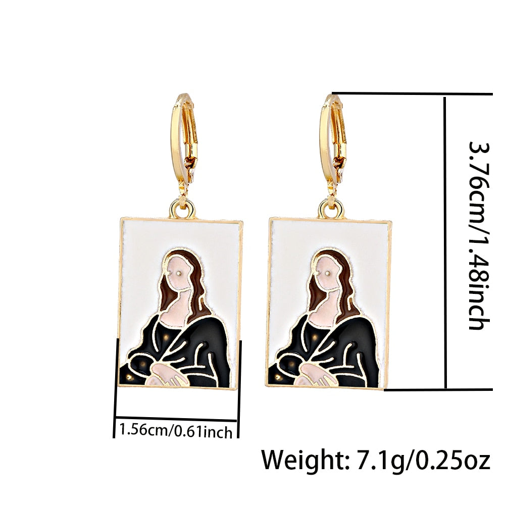 Girl Painting Drop Earrings Jewelry For Women Fashion Accessories Trendy Girl