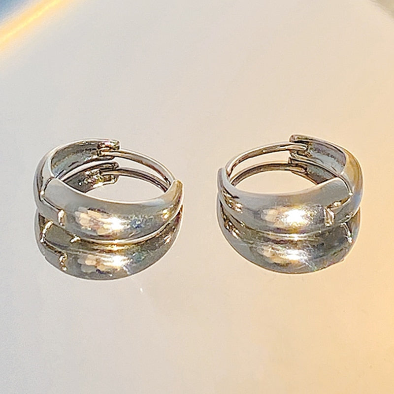 1Pair Metallic Hoop Earrings for Fashion Stylish Jewelry Drop Earrings