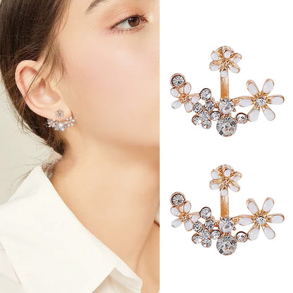 Fashion Small Fresh Flower Inlaid Colored Small Flower Stud Earrings Cross