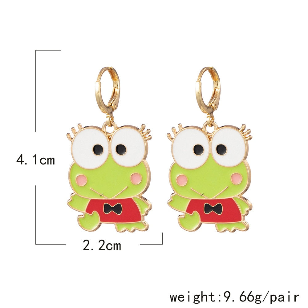 Frog and Apron Enamel Drop Earrings Cartoon Ear Pendants Accessories Women