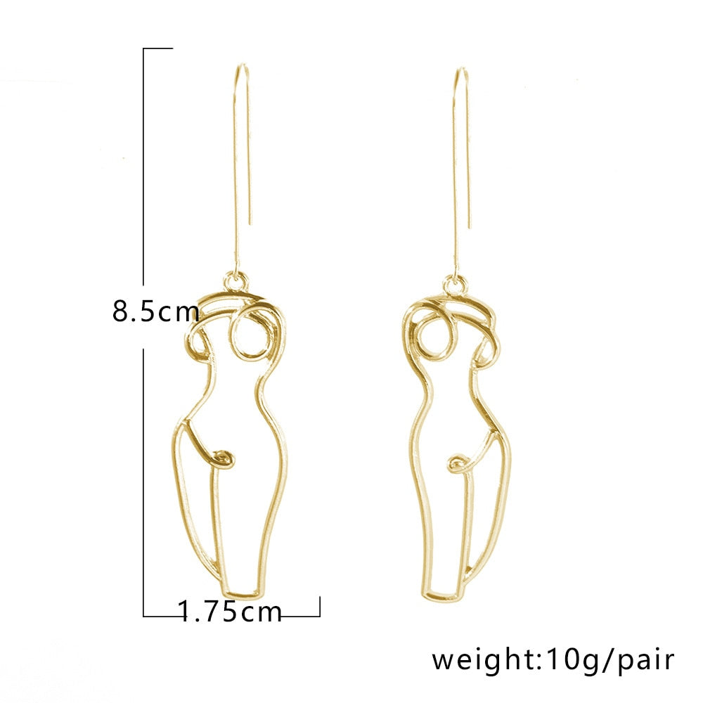 Retro Abstract Figure Drop Earrings Women Travel Fashion Cartoon Earrings