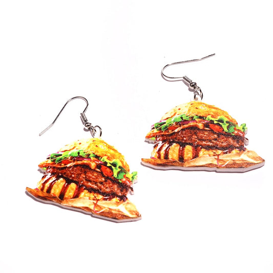 Burger Drop Earrings Women Art Fashion Cartoon Earrings Creative Jewelry