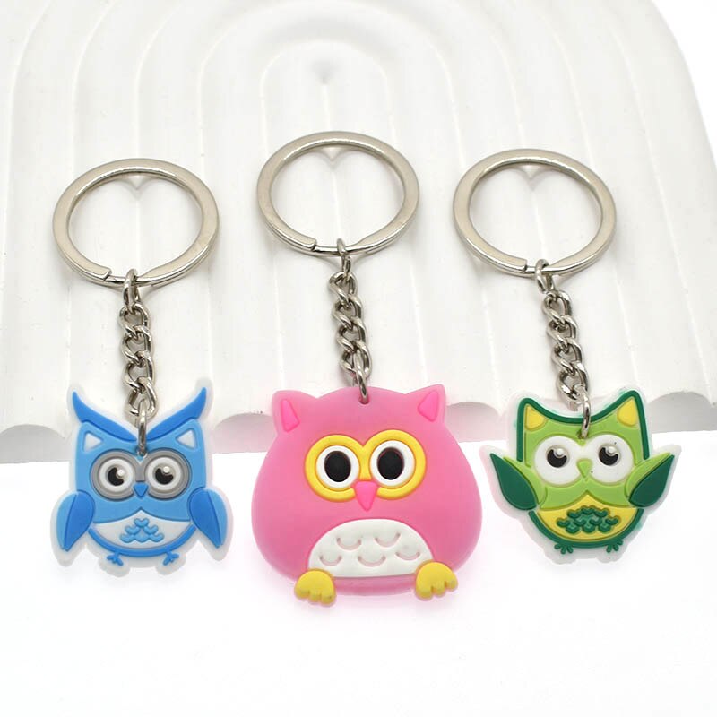 13 Styles Owl keychain Charm Cartoon Key Ring Gift Women Handbag Ornaments Car