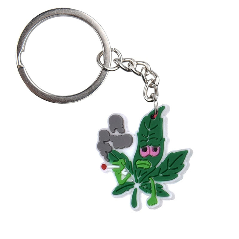 19 Styles Green Plant Design Hemp Leaf Creative Keychain Cartoon Creative Gift