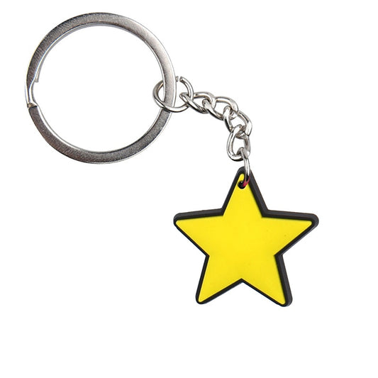 Yellow Star PVC Keychain for Women Charm Key Chain Women Girls Key Ring