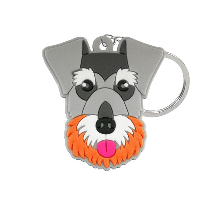 Schnauzer Dog Keyring Cute Cartoon Style Keychains Bag Car Pendant Jewelry Gift