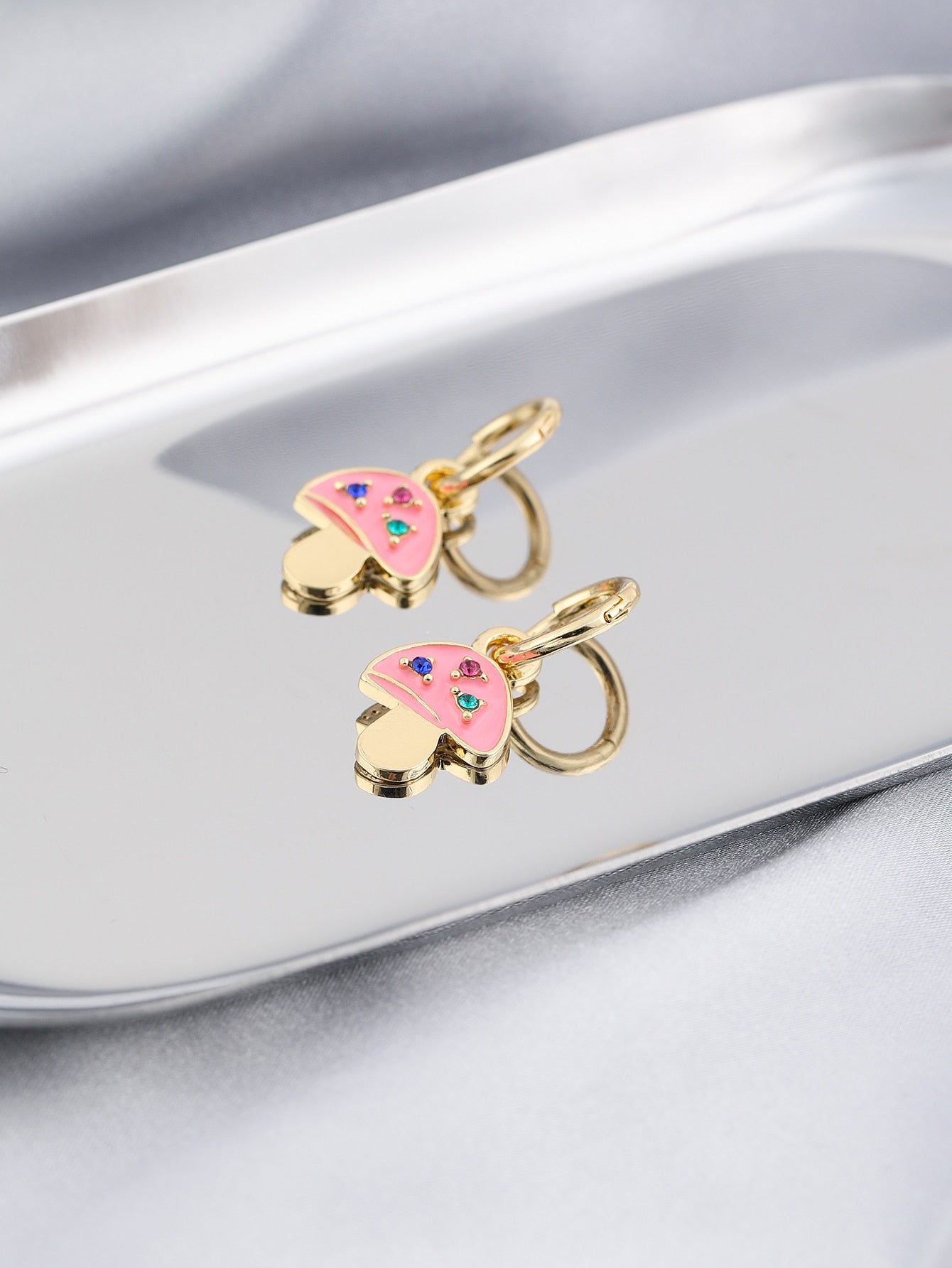 Pink Mushroom Drop Earrings Cartoon Art Women Party Jewelry Ear Fashion Pendant