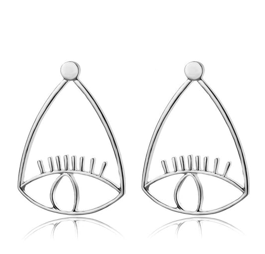 Triangle Eye Abstract Drop Earrings Women Travel Fashion Cartoon Earrings