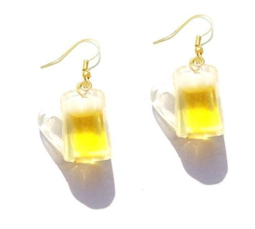 Beer Mug Funny Design Dangle Drop Earrings Women Fashion Creative Art Cute