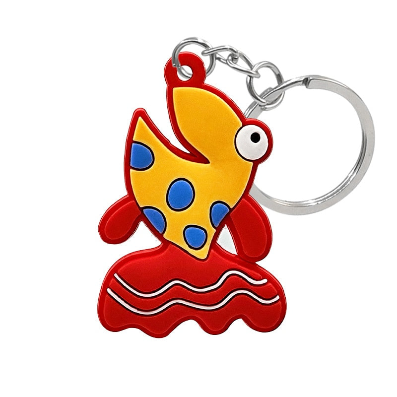 Red Fish Keychain Cute Key Holder Cartoon Keyring Fashion Charm Jewelry