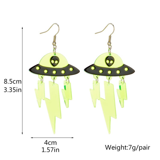 Alien Spaceship Drop Earrings Women Travel Fashion Cartoon Earrings Creative