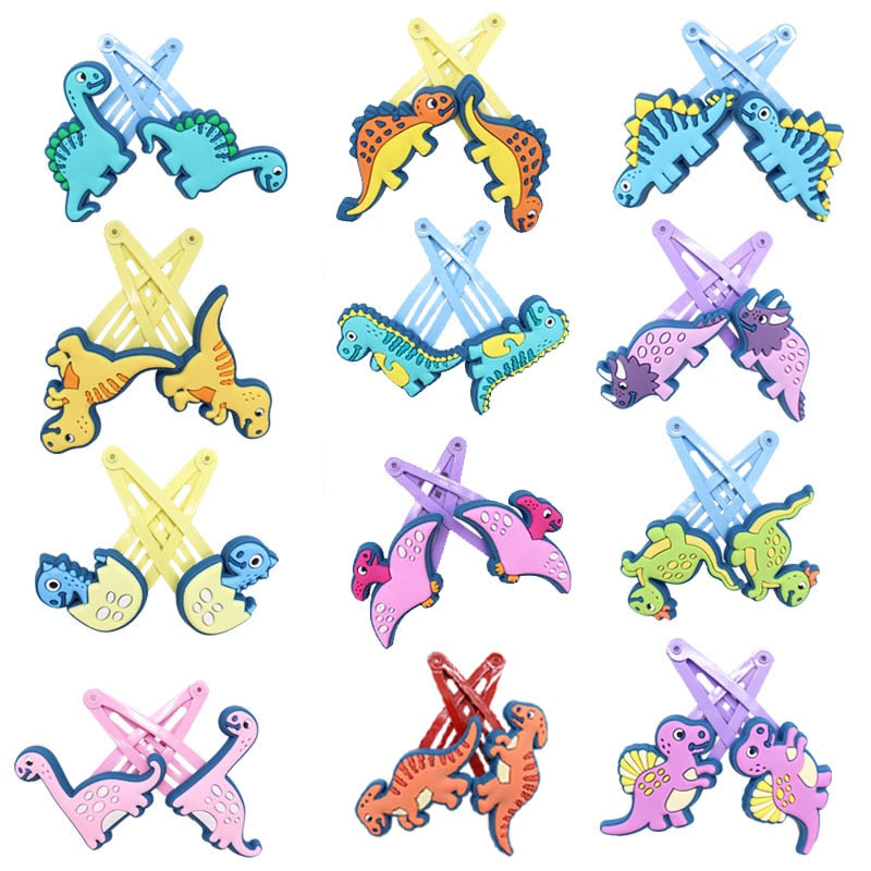 12 Styles 2Pcs Dinosaur Animals Colorful Children Hair Accessories Hairpins