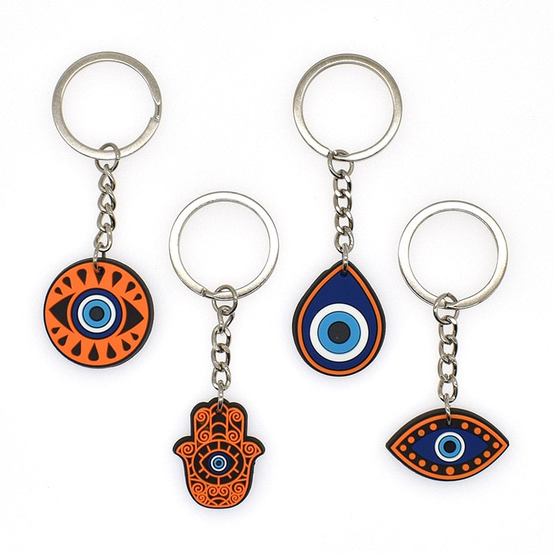 29 Styles Lucky Evil Eye Hand Hamsa Pendant Keychain Cartoon Key Holder Car