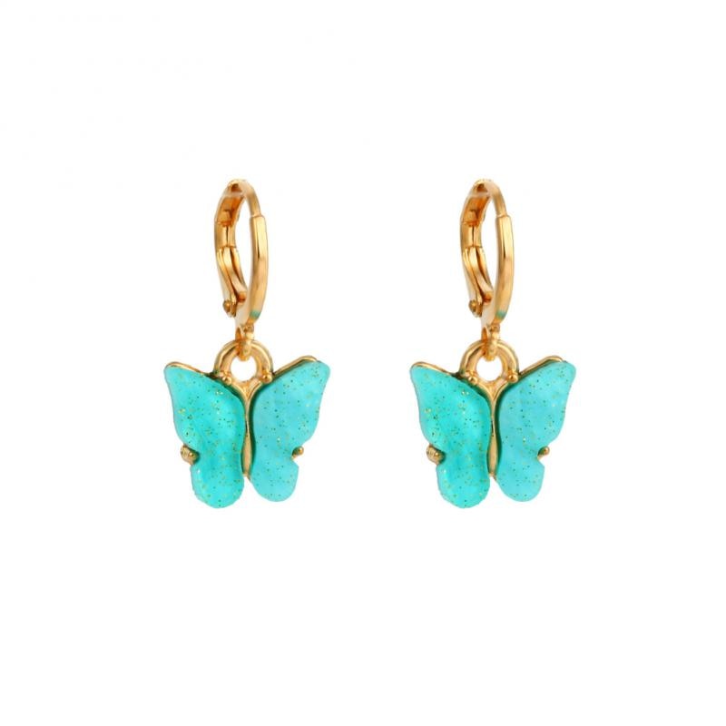 Aqua Blue Butterfly Drop Earrings Jewelry For Women Fashion Accessories Trendy