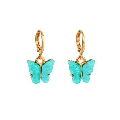 Aqua Blue Butterfly Drop Earrings Jewelry For Women Fashion Accessories Trendy