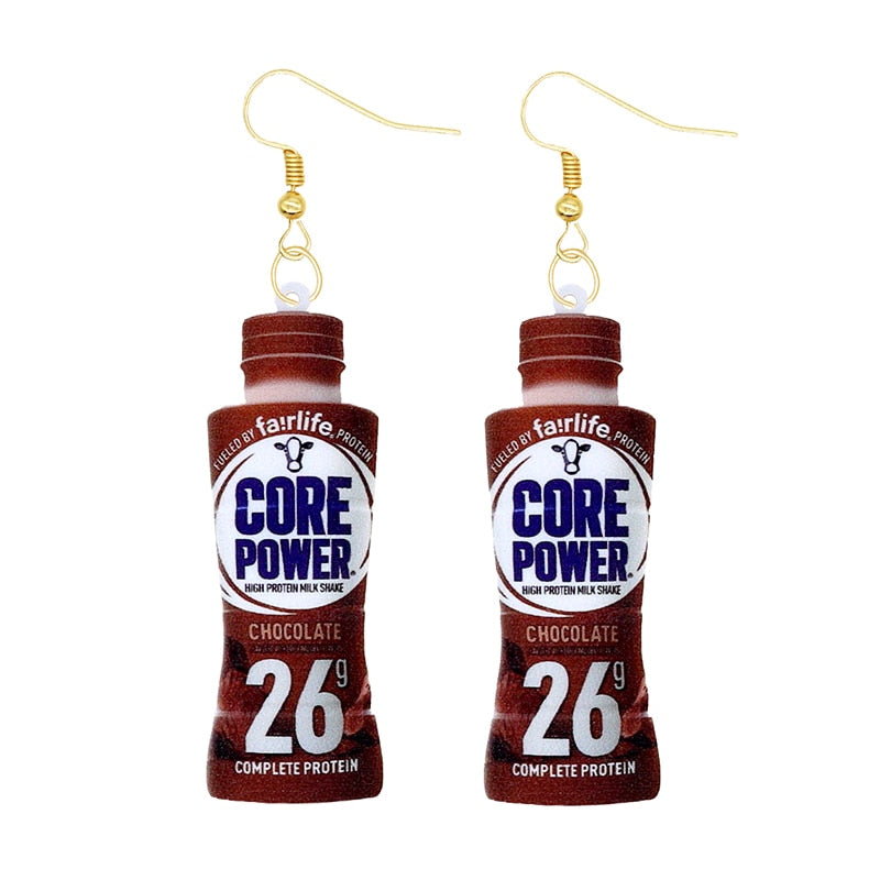 Core Power Bottle Funny Design Drop Dangle Earrings Women Charms Earring Fashion