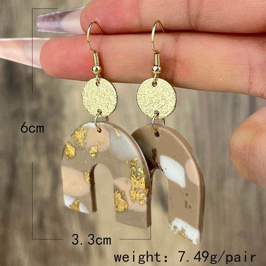 U-shaped Geometric Pottery Clay Drop Earrings Jewelry For Women Fashion