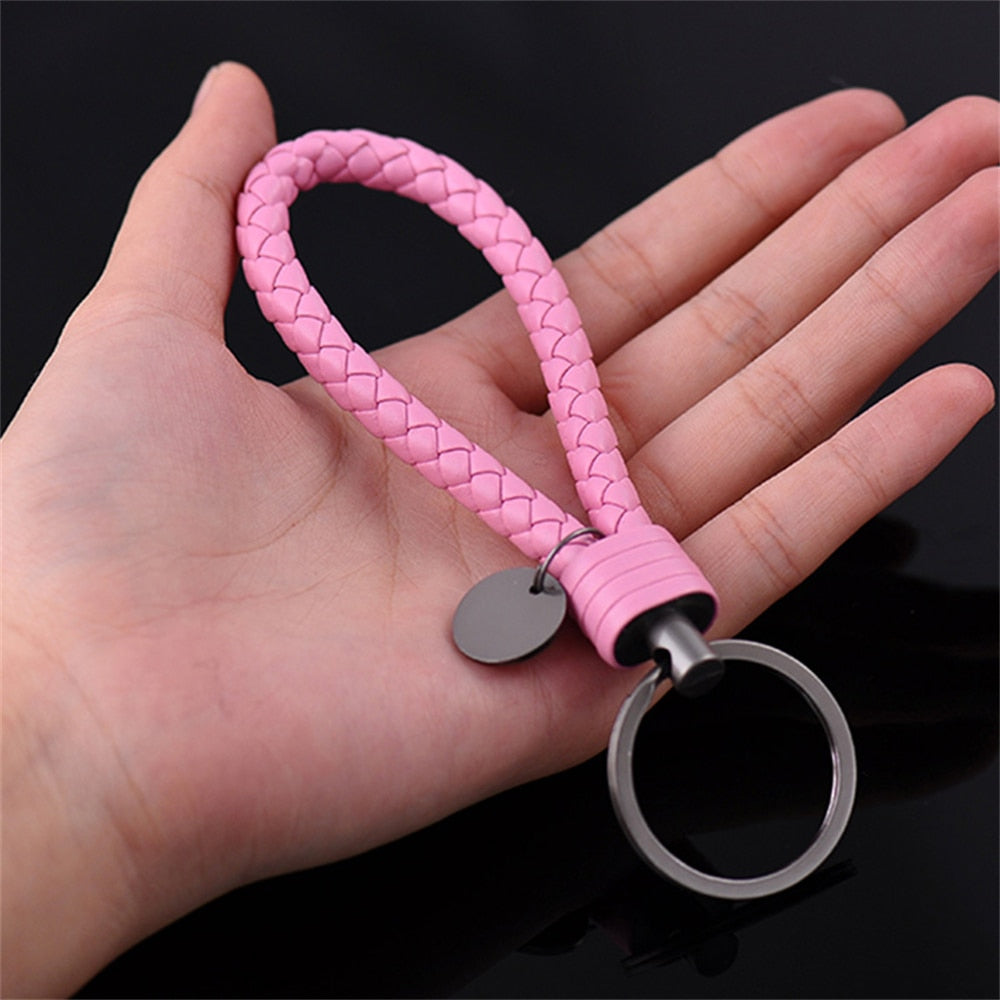 39 Styles PU Leather Braided Woven Rope Keychain DIY Bag Pendant Key Chain