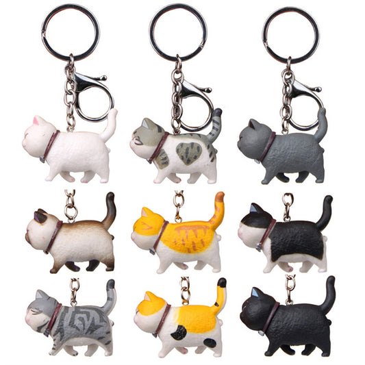 9 Colors Cute Cartoon Cat Pendant Keychain Fashion Bag Charms Ornament for Men