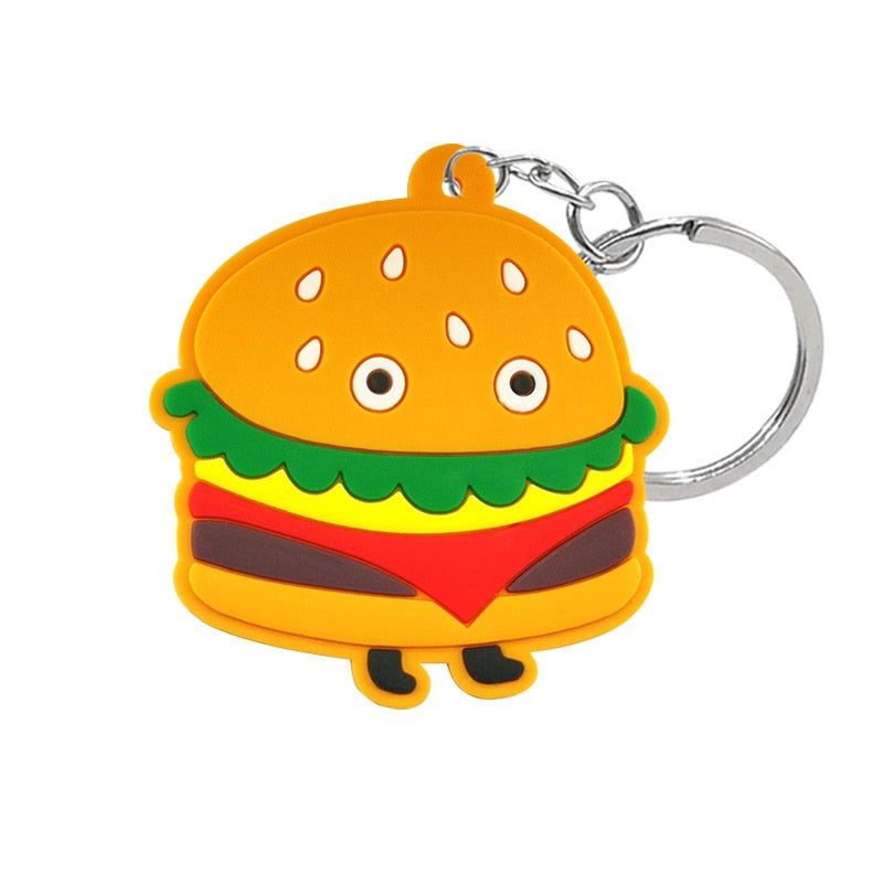 19 Styles Fast Food Junk Food Sweets Treats Keychain Cartoon Key Holder Car