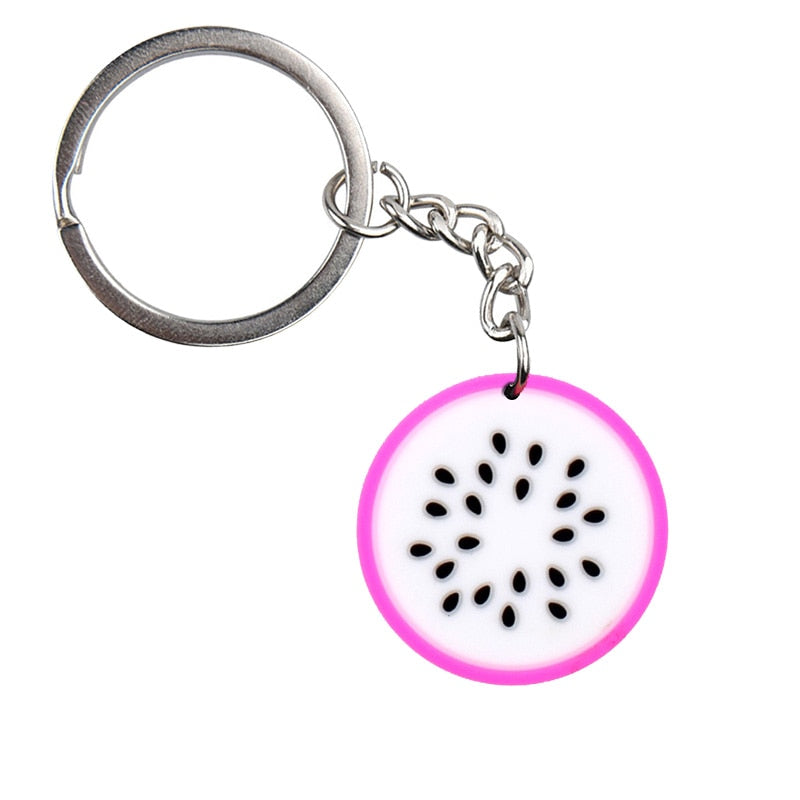 Dragonfruit Fruit Keyring Cartoon Keychains Souvenir Jewelry Bag Pendant Gift