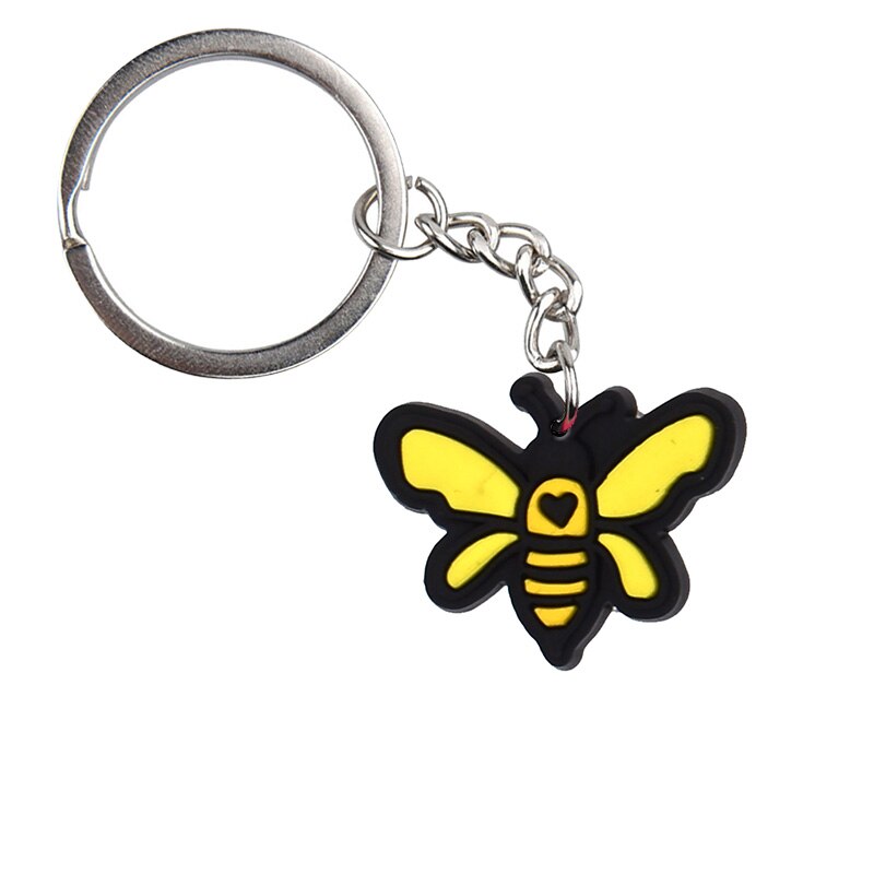 17 Styles Positivity Friends Yellow PVC Keychain for Women Charm Key Chain Women