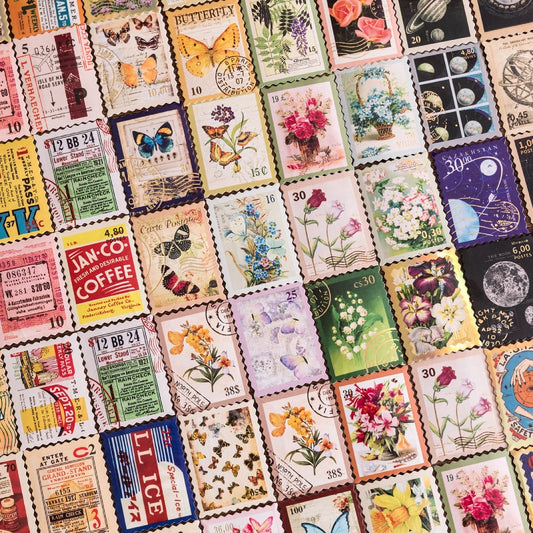 46pcs Vintage Stamp Memories bronzing Stickers Scrapbooking Decorative