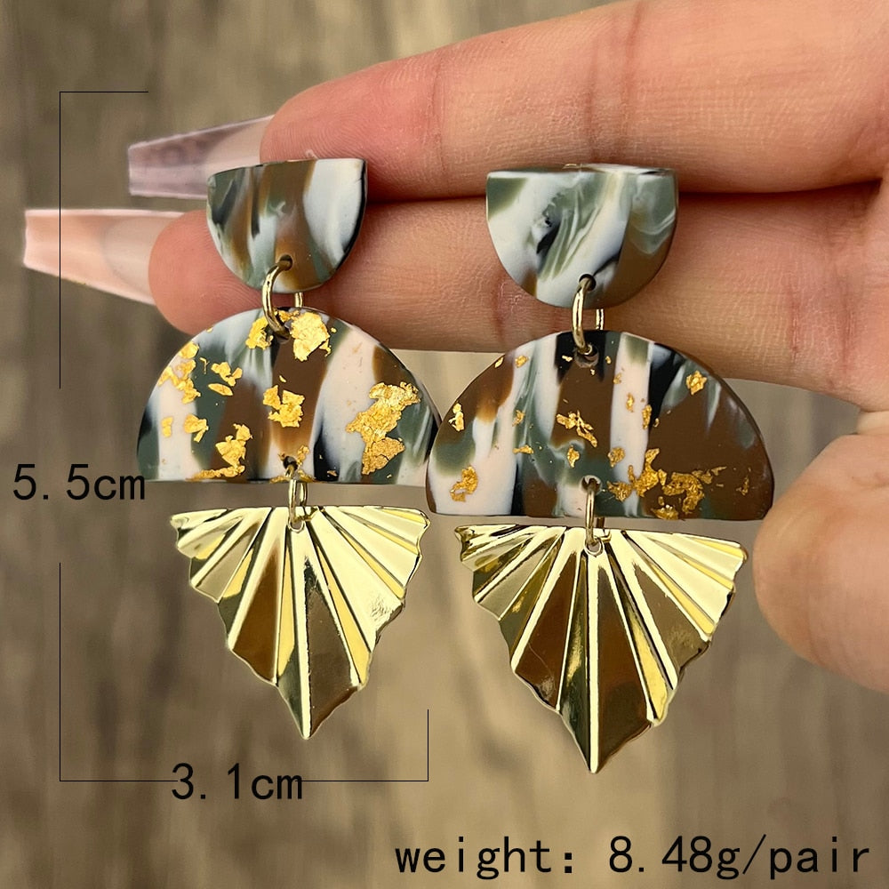 Geometric Pottery Clay Drop Earrings Jewelry For Women Fashion Accessories