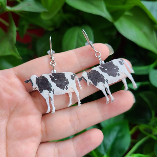 Black and White Cow Drop Earrings Hip Hop Women Party Gift Jewelry Ear Fashion