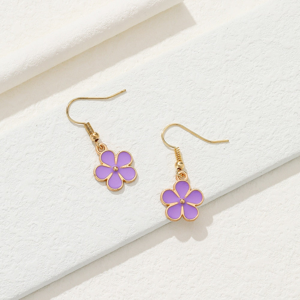 Violet Flower Leaf Drop Earrings Cartoon Ear Pendants Accessories Women Jewelry