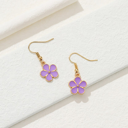 Violet Flower Leaf Drop Earrings Cartoon Ear Pendants Accessories Women Jewelry