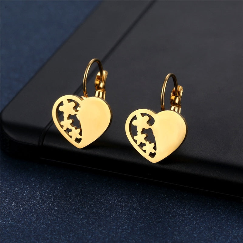 Heart Flower Mini Small Stud Earrings Stainless Steel Women Party Gifts Charms