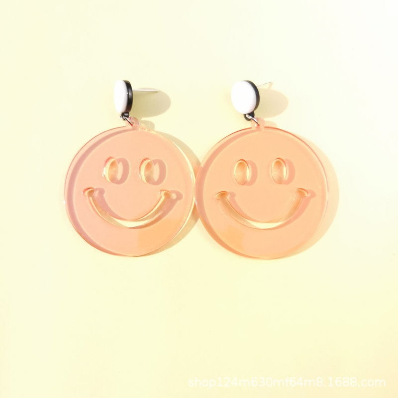 Pink Smile Acrylic Drop Earrings Female Travel Cartoon Earrings Creative Art