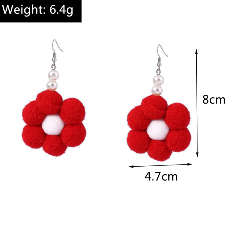 Fluffy Flower Dangle Drop Earrings Women Charms Earring Fashion Creative Jewelry